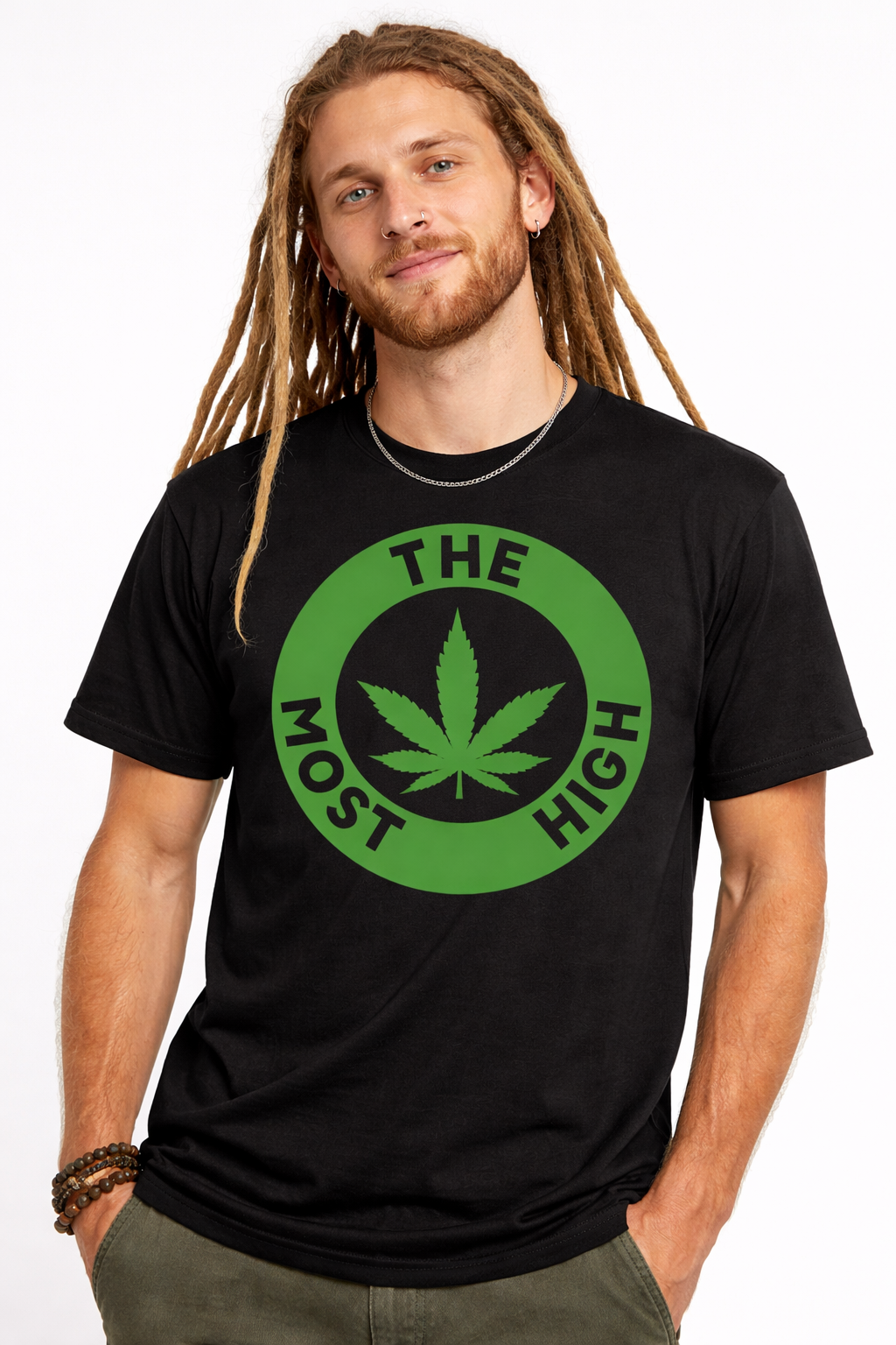 Short Sleeve Awaken Black Tee(solid green)